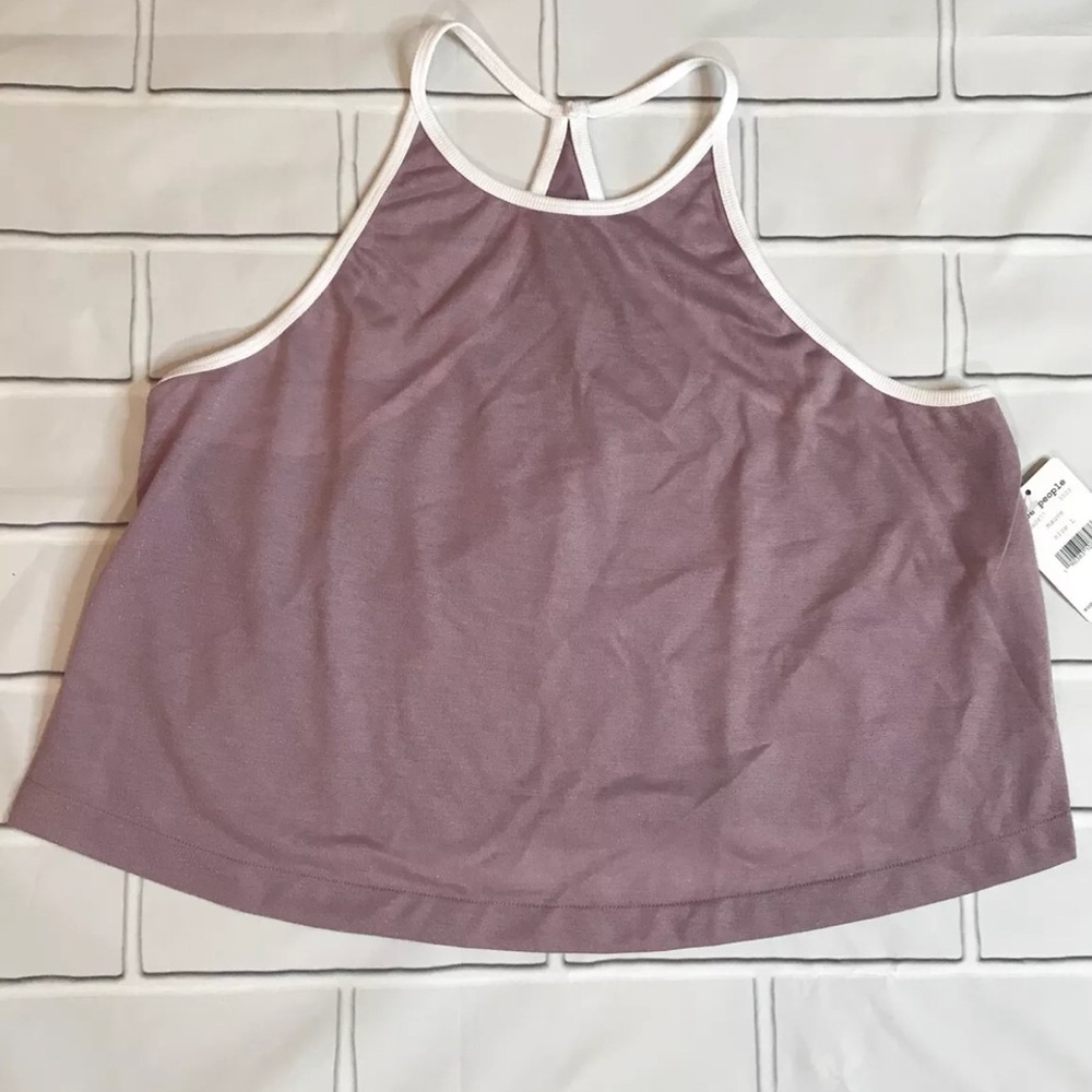 Free People Crop Top Sz L Metallic Lavender Halter